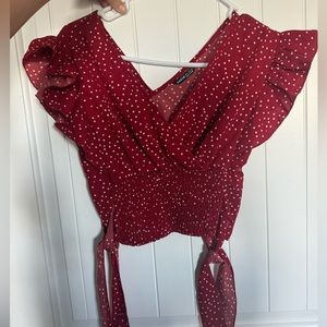 Cropped ruffle blouse